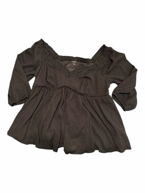 Torrid Black And Metallic Pinstripe Peplum Blouse Size 1